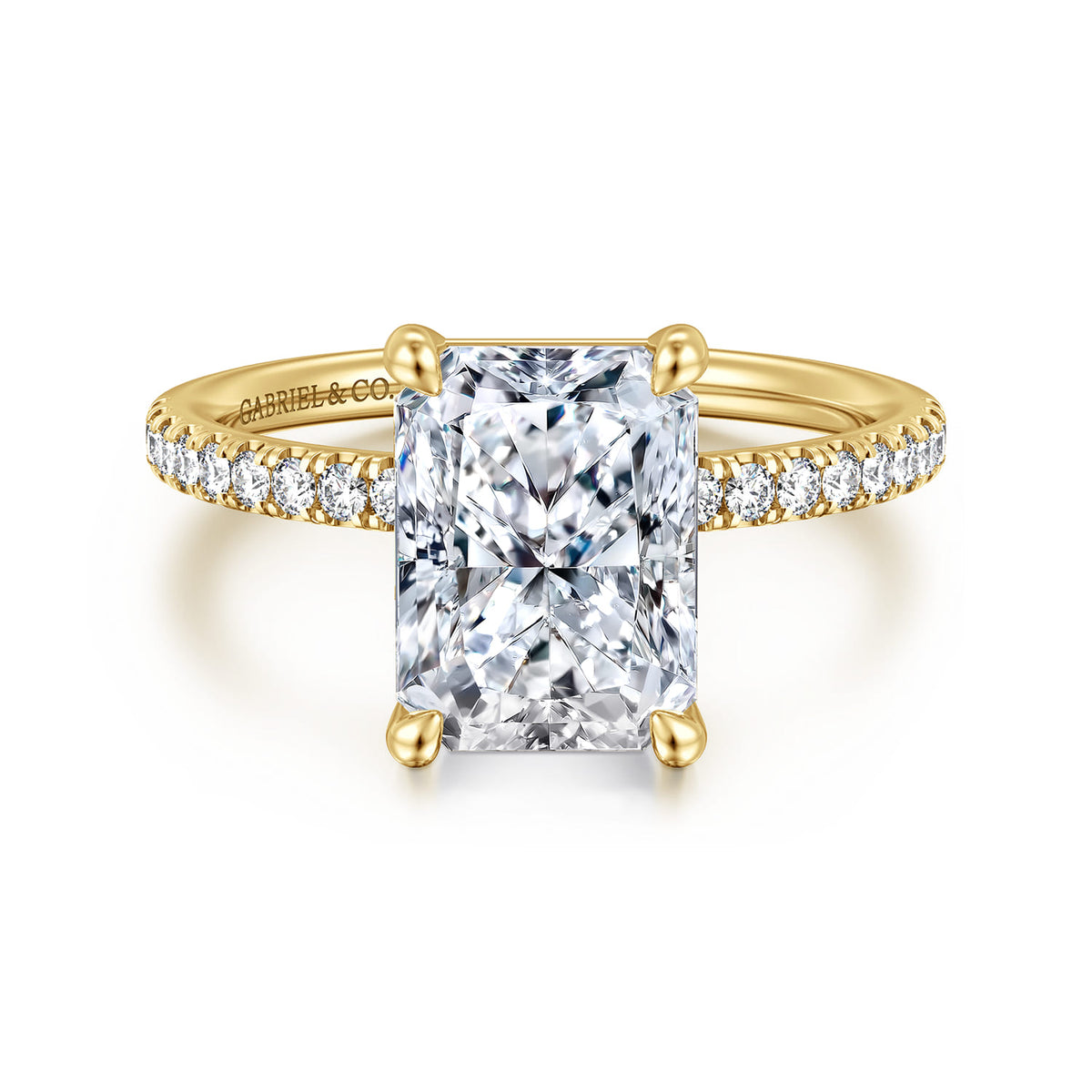 14K Yellow Gold Emerald Cut Diamond Engagement Ring — ER16570N12Y44JJ; center stone shown for illustration, not included