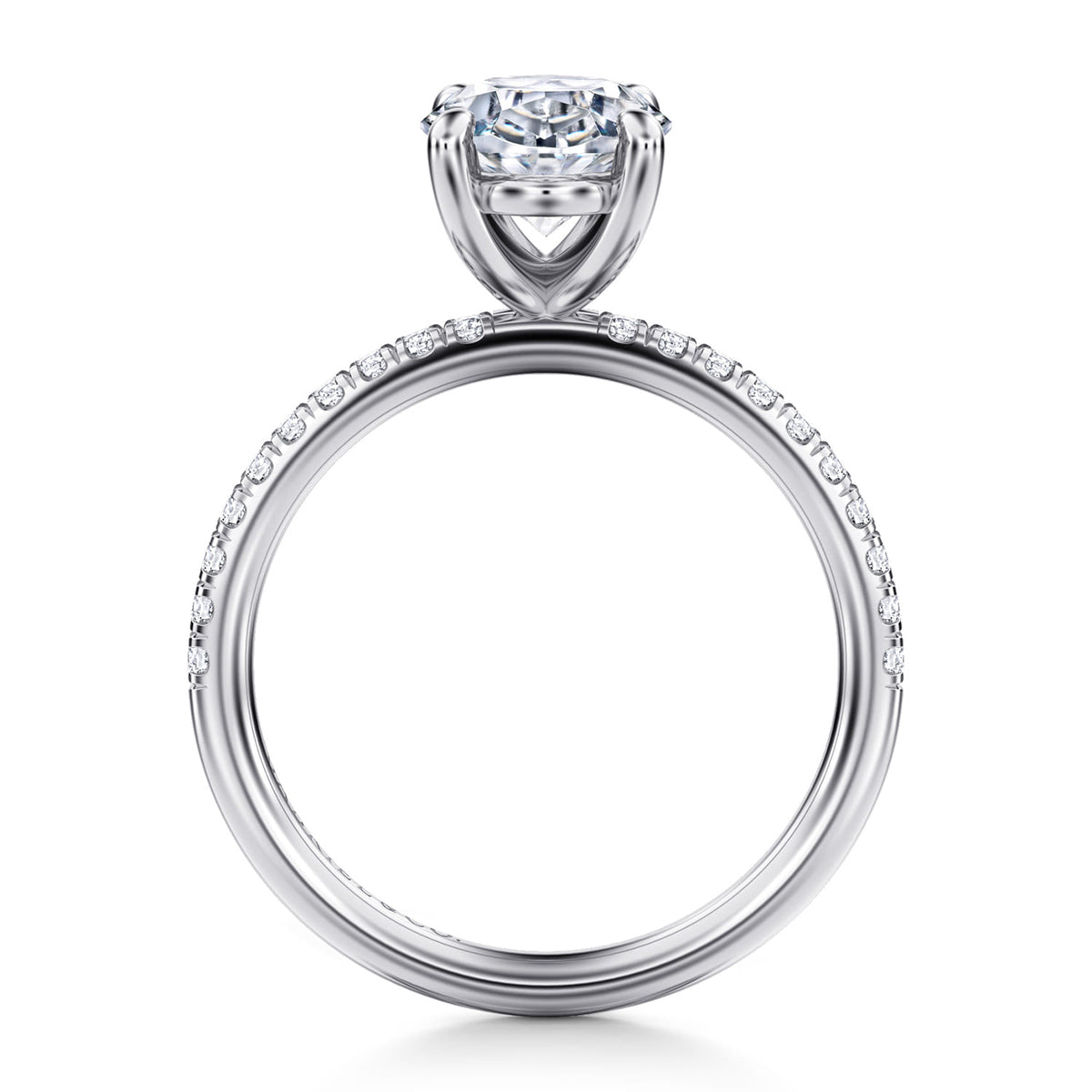 14K White Gold Oval Diamond Engagement Ring — Gabriel & Co. ER16570O10W44JJ; center stone shown for illustration, not included