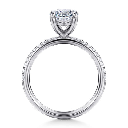 14K White Gold Oval Diamond Engagement Ring — Gabriel & Co. ER16570O10W44JJ; center stone shown for illustration, not included