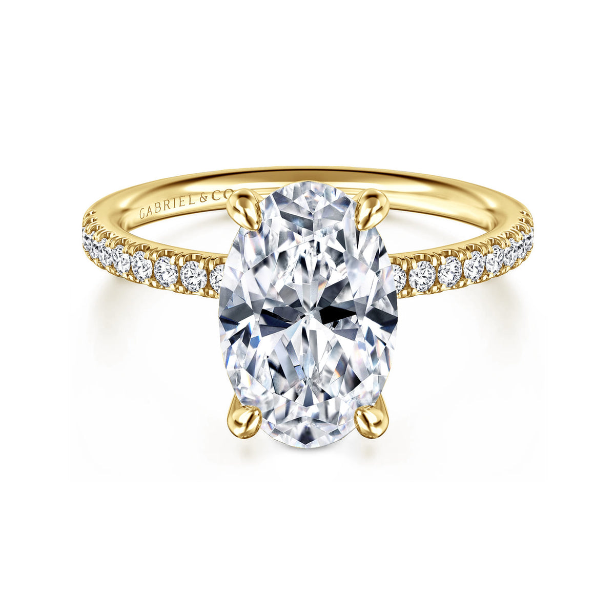 14K Yellow Gold Oval Diamond Engagement Ring — ER16570O12Y44JJ; center stone shown for illustration, not included