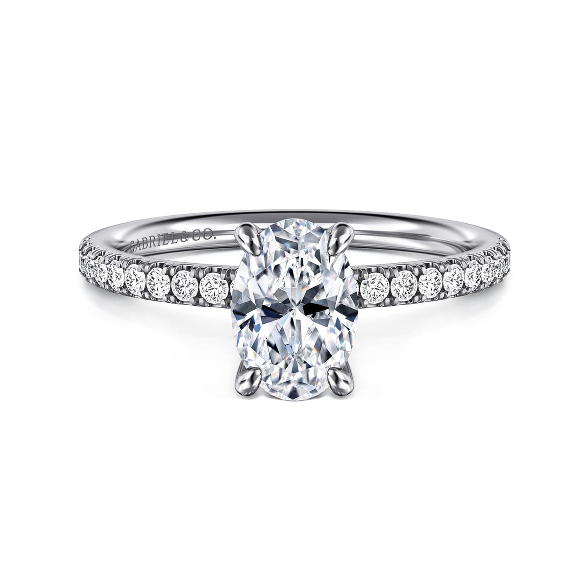 14K White Gold Oval Diamond Engagement Ring — ER16570O4W44JJ; center stone shown for illustration, not included