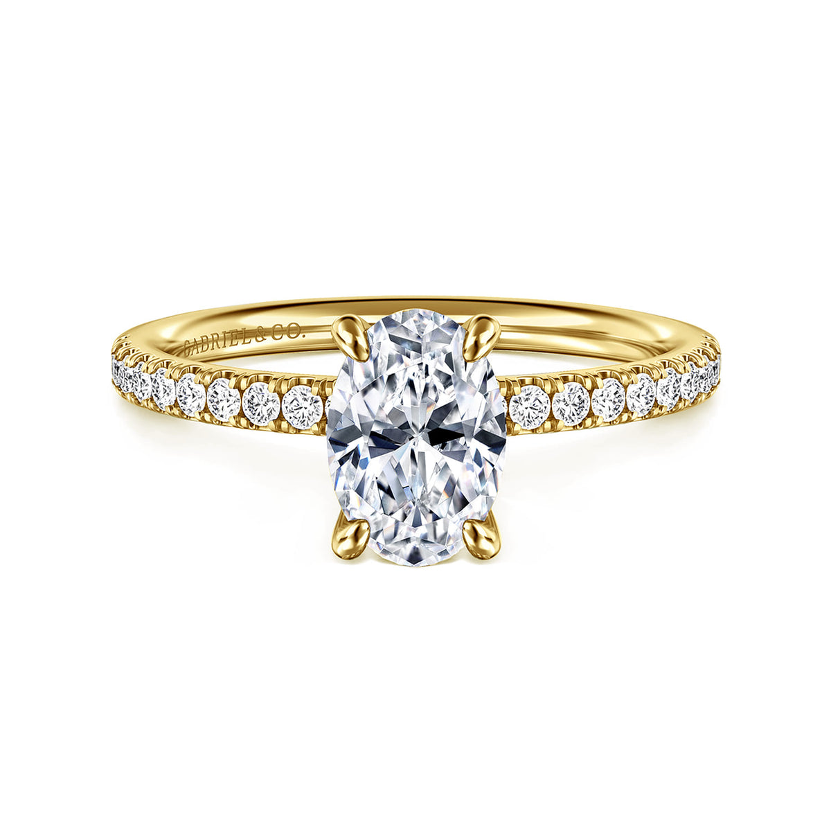 14K Yellow Gold Oval Diamond Engagement Ring — ER16570O4Y44JJ; center stone shown for illustration, not included
