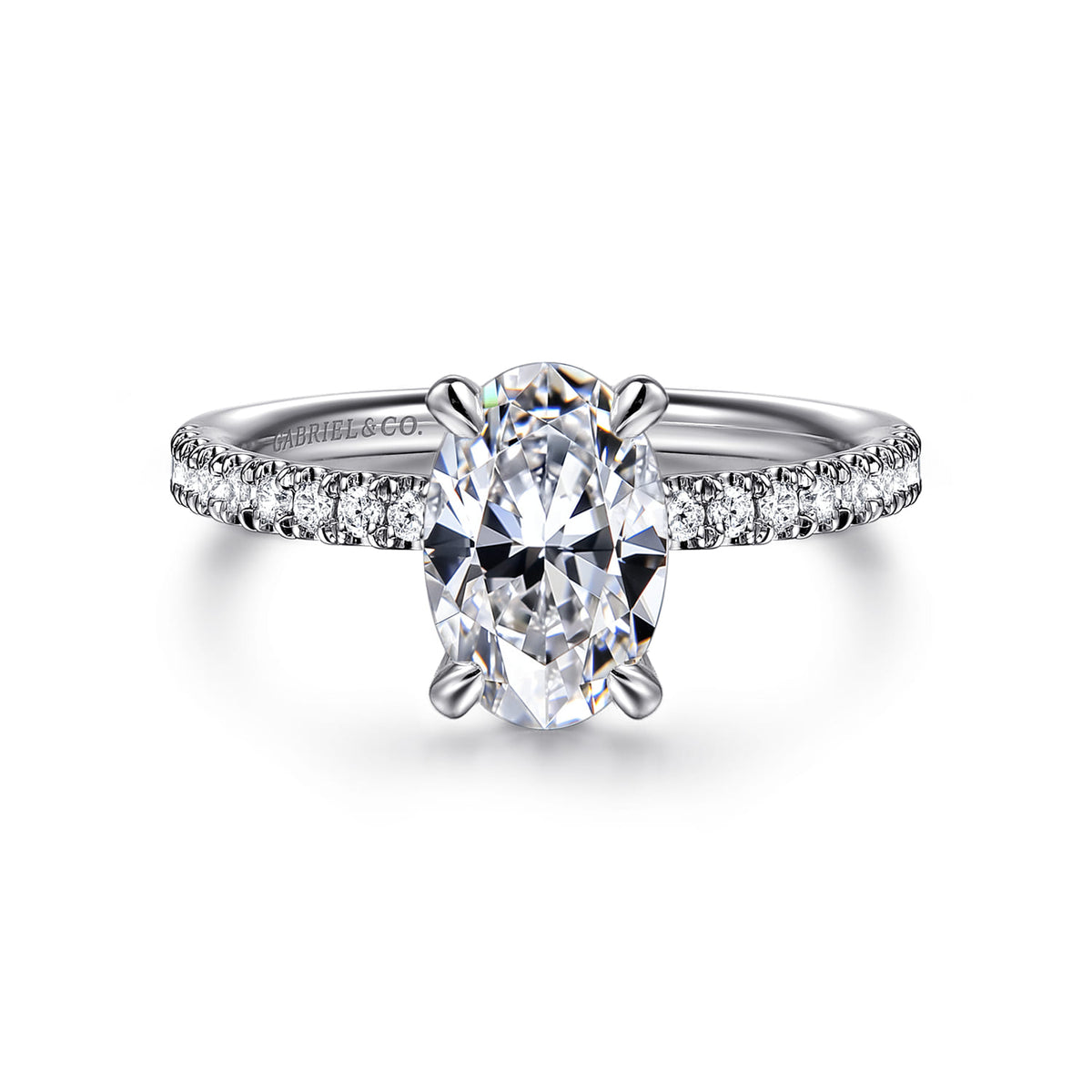 Platinum Oval Diamond Engagement Ring — ER16570O6PT4JJ; center stone shown for illustration, not included