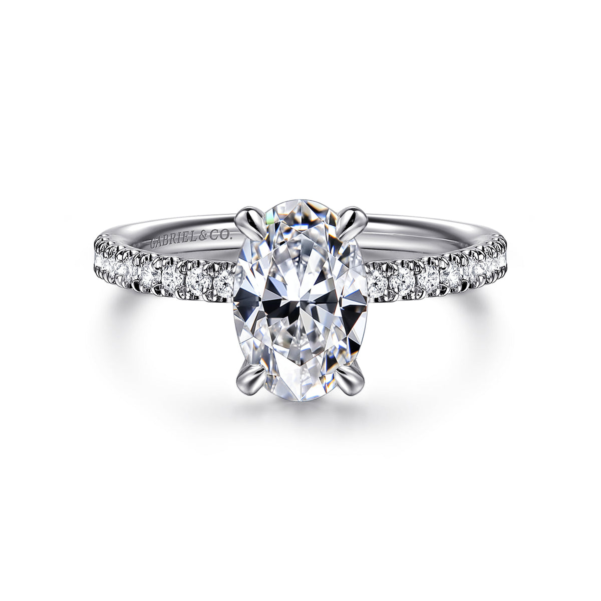 14K White Gold Oval Diamond Engagement Ring — ER16570O6W44JJ; center stone shown for illustration, not included