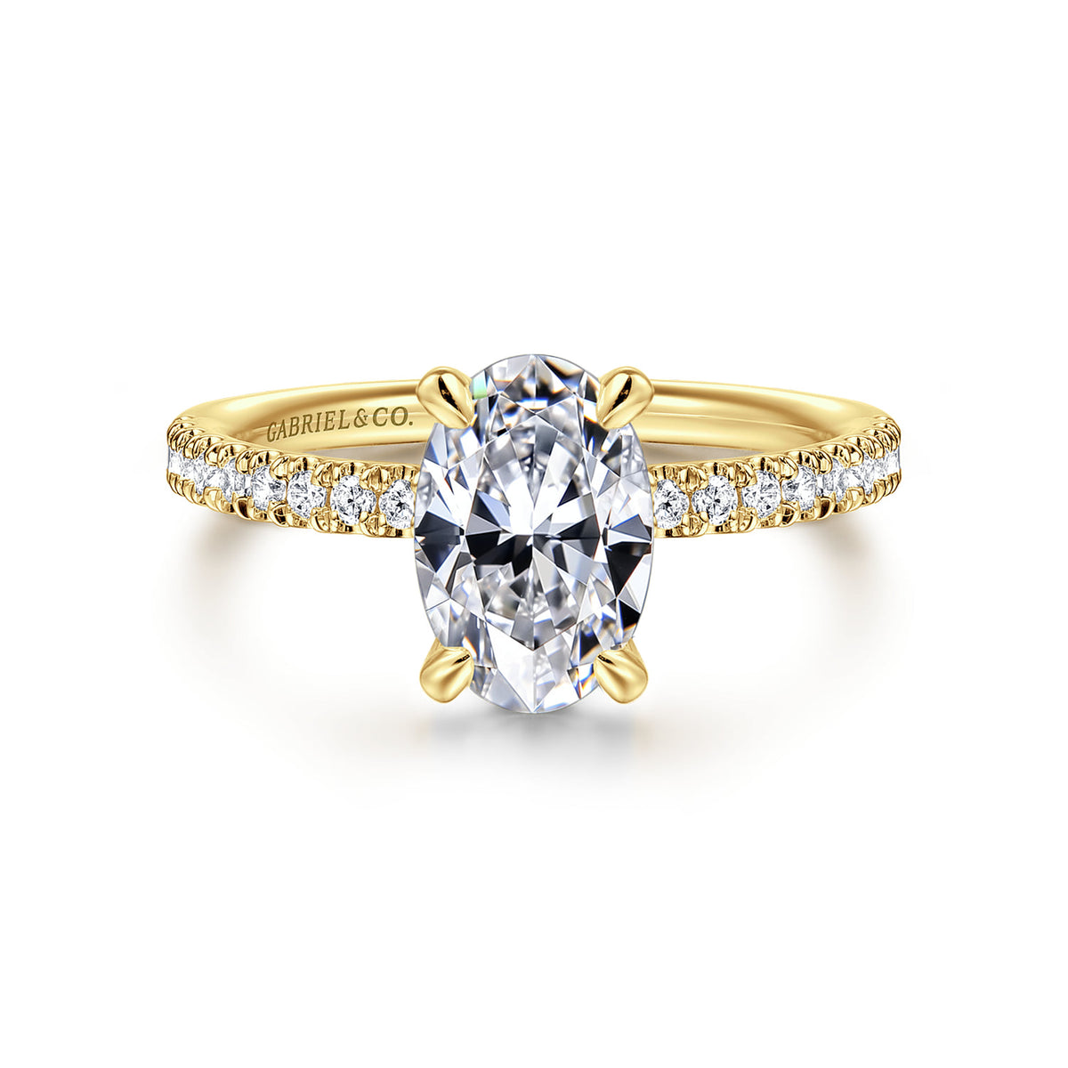 14K Yellow Gold Oval Diamond Engagement Ring — ER16570O6Y44JJ; center stone shown for illustration, not included