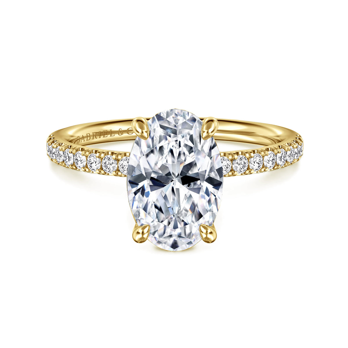 14K Yellow Gold Oval Diamond Engagement Ring — ER16570O8Y44JJ; center stone shown for illustration, not included