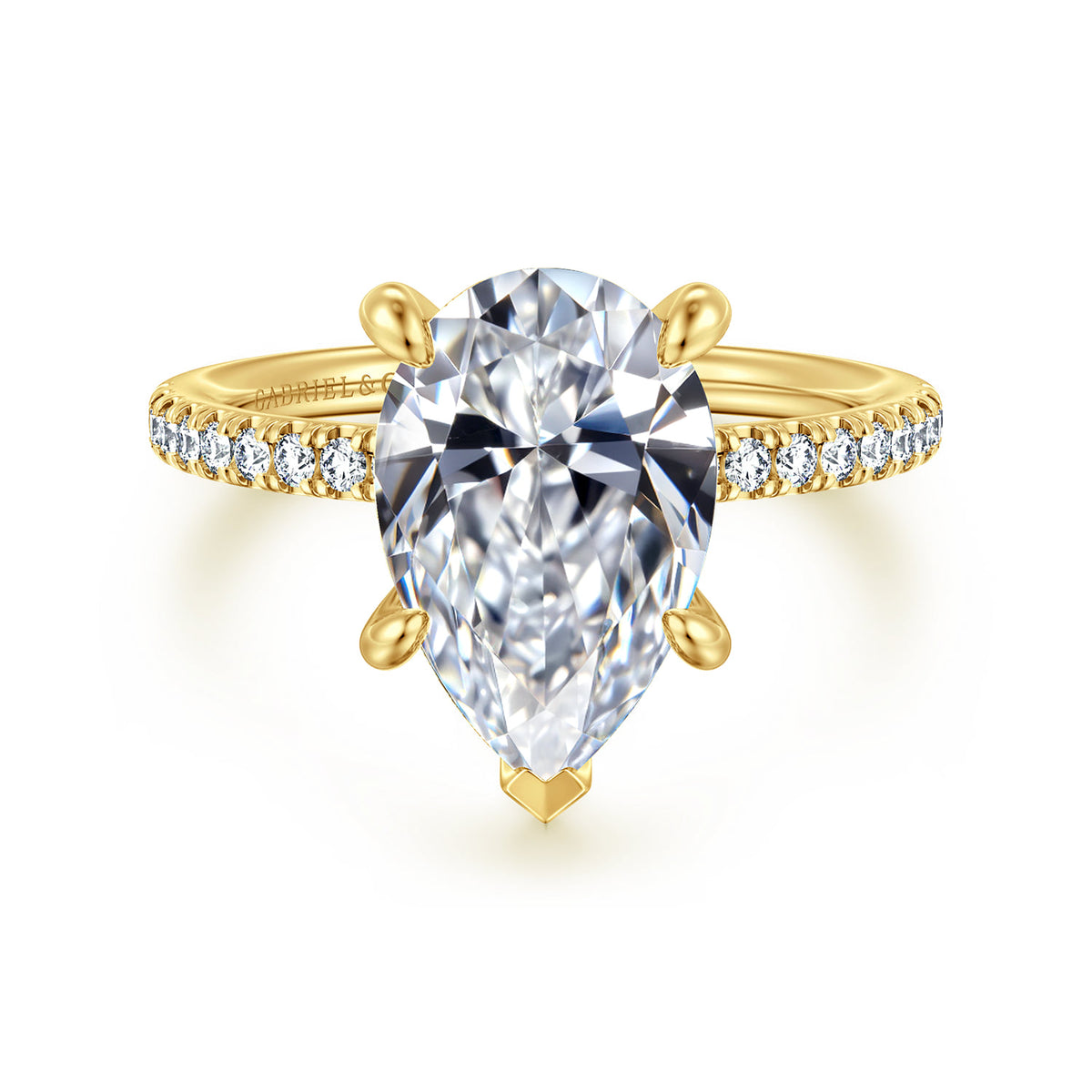 14K Yellow Gold Pear Shape Diamond Engagement Ring — ER16570P12Y44JJ; center stone shown for illustration, not included