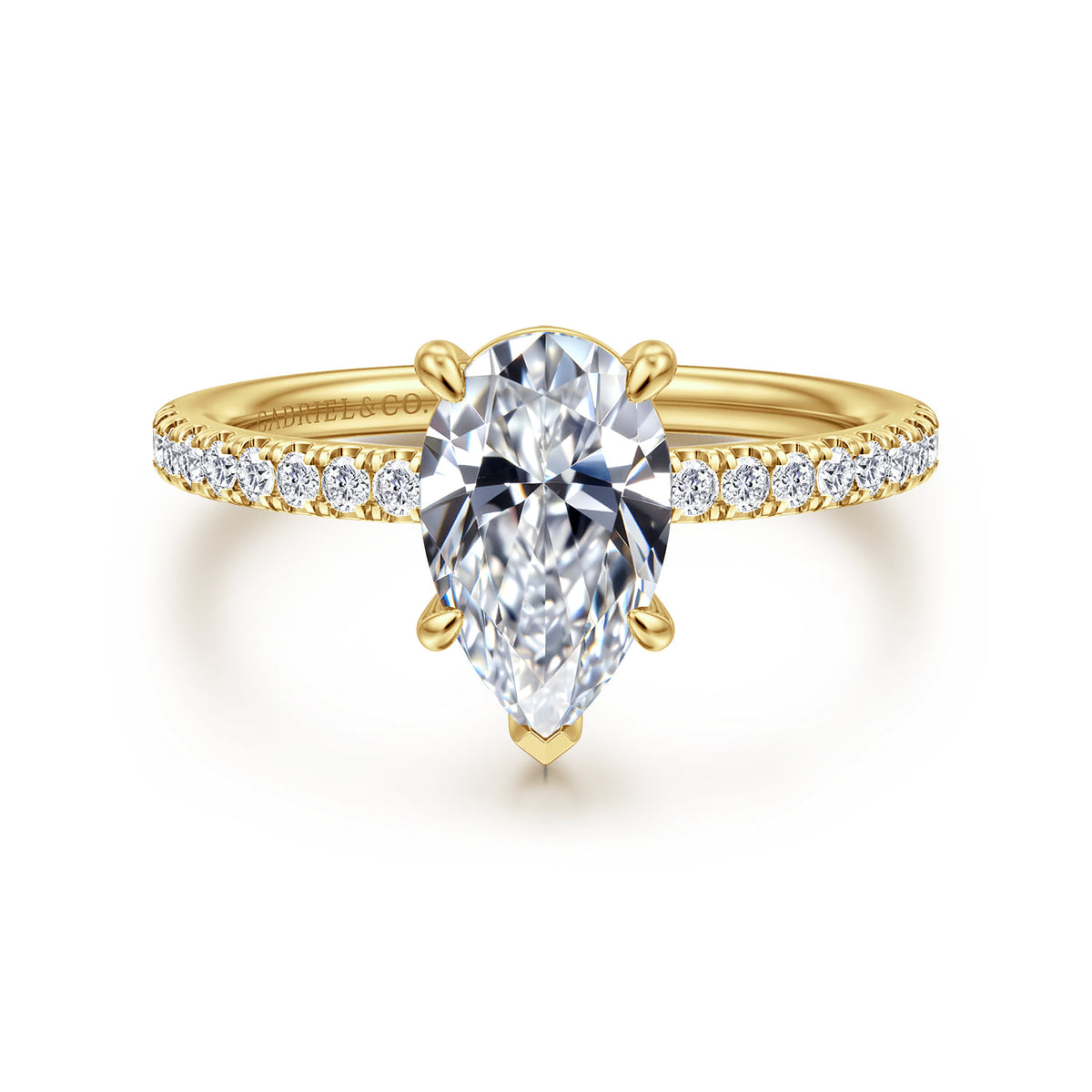 14K Yellow Gold Pear Shape Diamond Engagement Ring — ER16570P6Y44JJ; center stone shown for illustration, not included