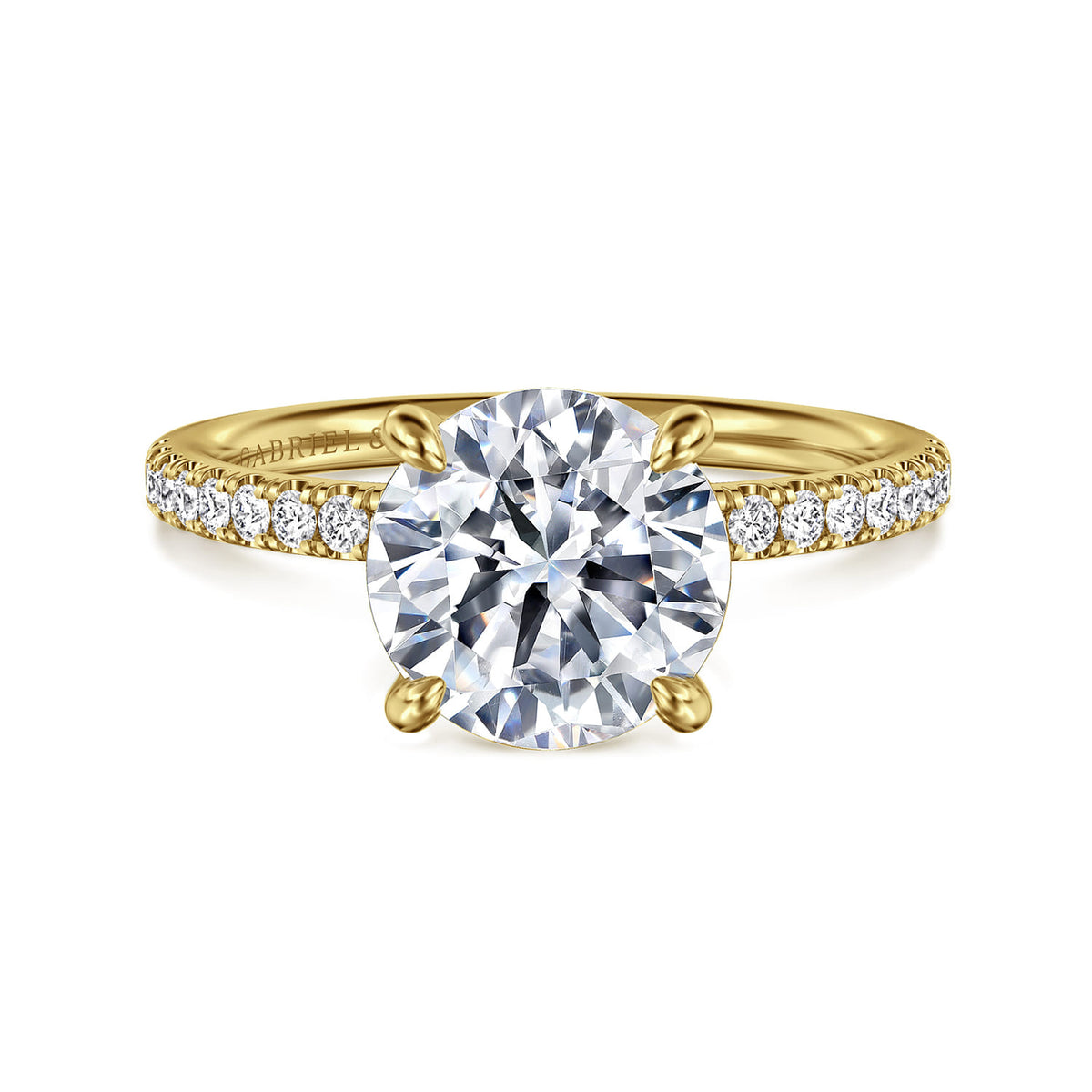 14K Yellow Gold Round Diamond Engagement Ring — ER16570R10Y44JJ; center stone shown for illustration, not included