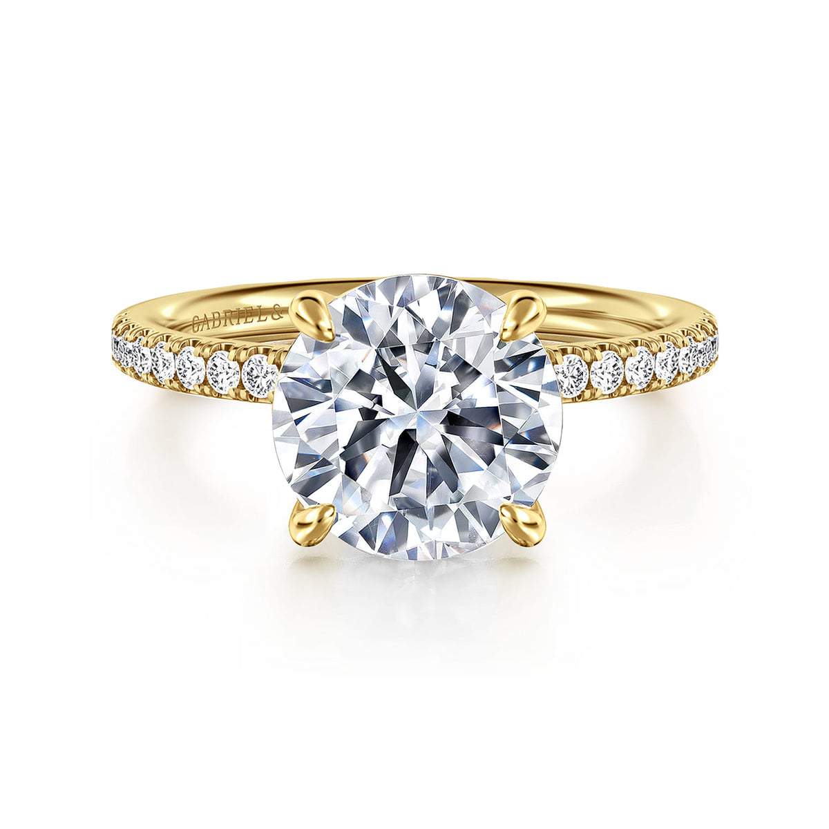 14K Yellow Gold Round Diamond Engagement Ring — ER16570R12Y44JJ; center stone shown for illustration, not included
