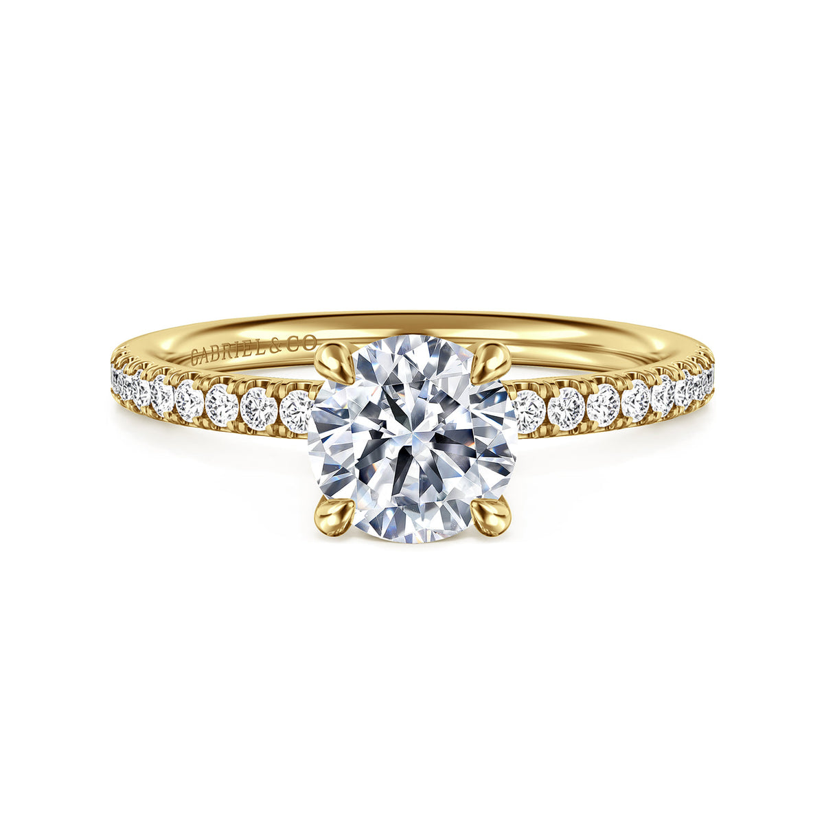 14K Yellow Gold Round Diamond Engagement Ring — ER16570R4Y44JJ; center stone shown for illustration, not included