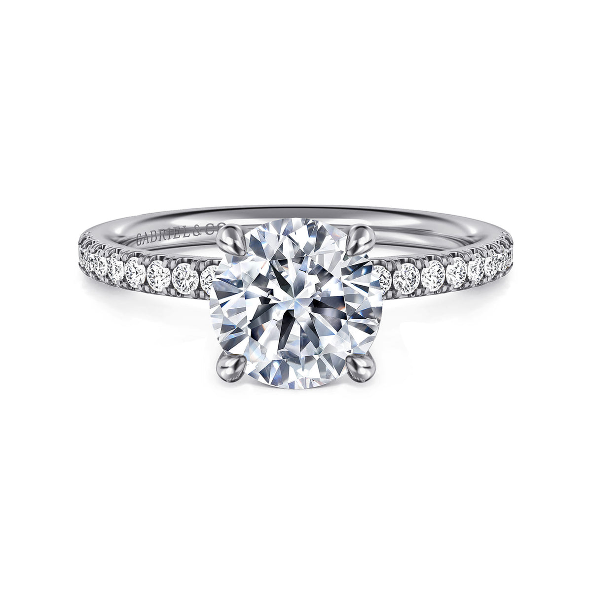 Platinum Round Diamond Engagement Ring — ER16570R6PT4JJ; center stone shown for illustration, not included