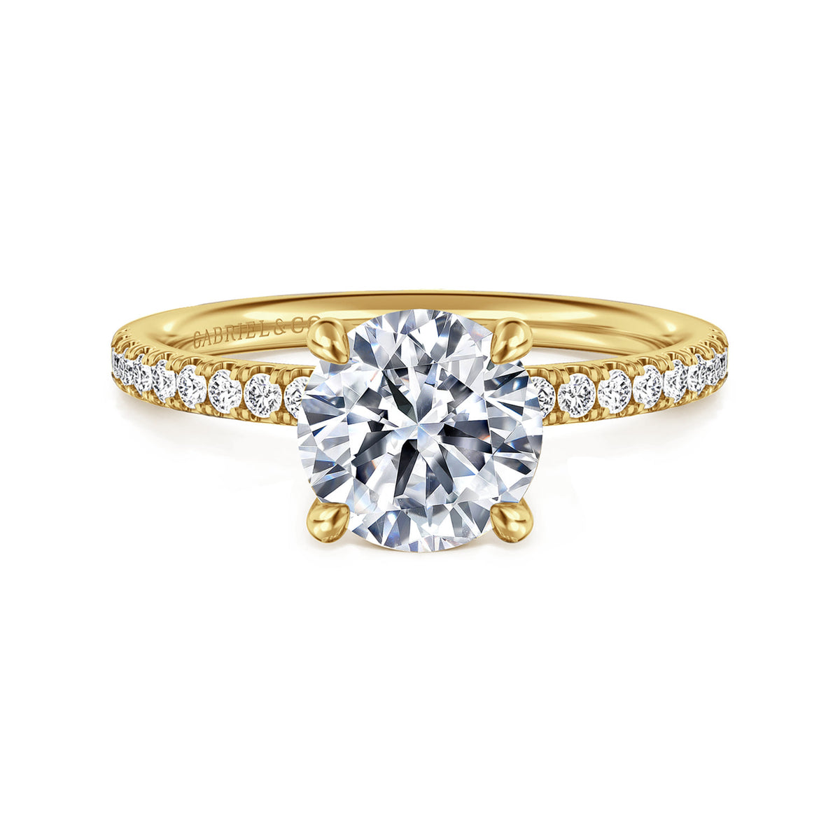 14K Yellow Gold Round Diamond Engagement Ring — ER16570R6Y44JJ; center stone shown for illustration, not included