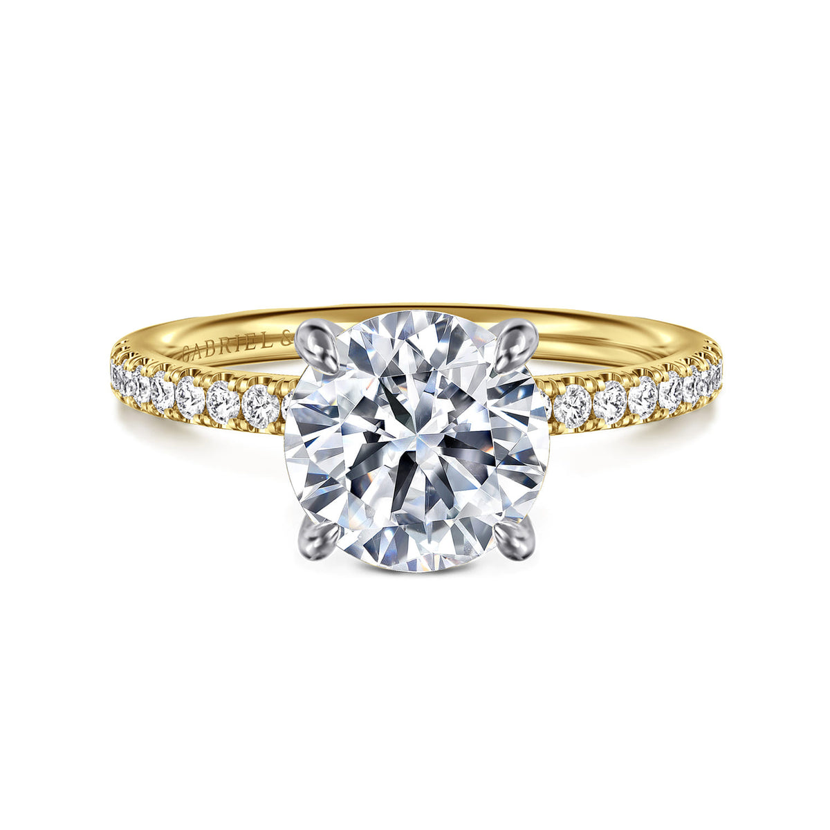 14K Yellow-White Gold Round Diamond Engagement Ring — ER16570R8M44JJ; center stone shown for illustration, not included