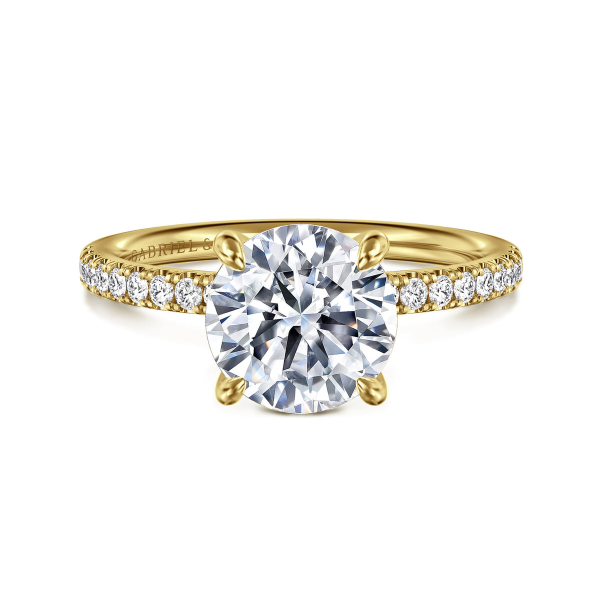 14K Yellow Gold Round Diamond Engagement Ring — ER16570R8Y44JJ; center stone shown for illustration, not included