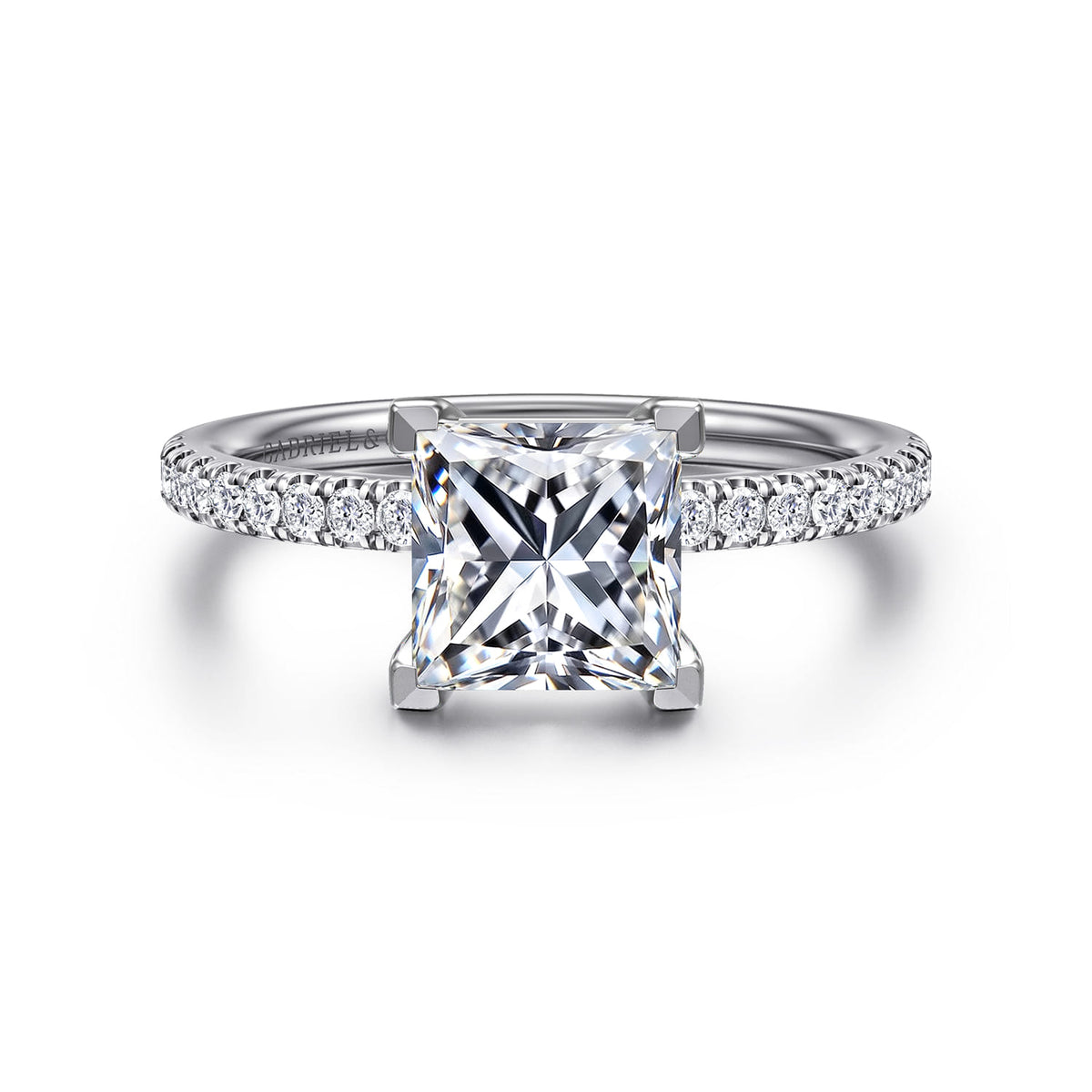 Platinum Princess Cut Diamond Engagement Ring — ER16570S6PT4JJ; center stone shown for illustration, not included