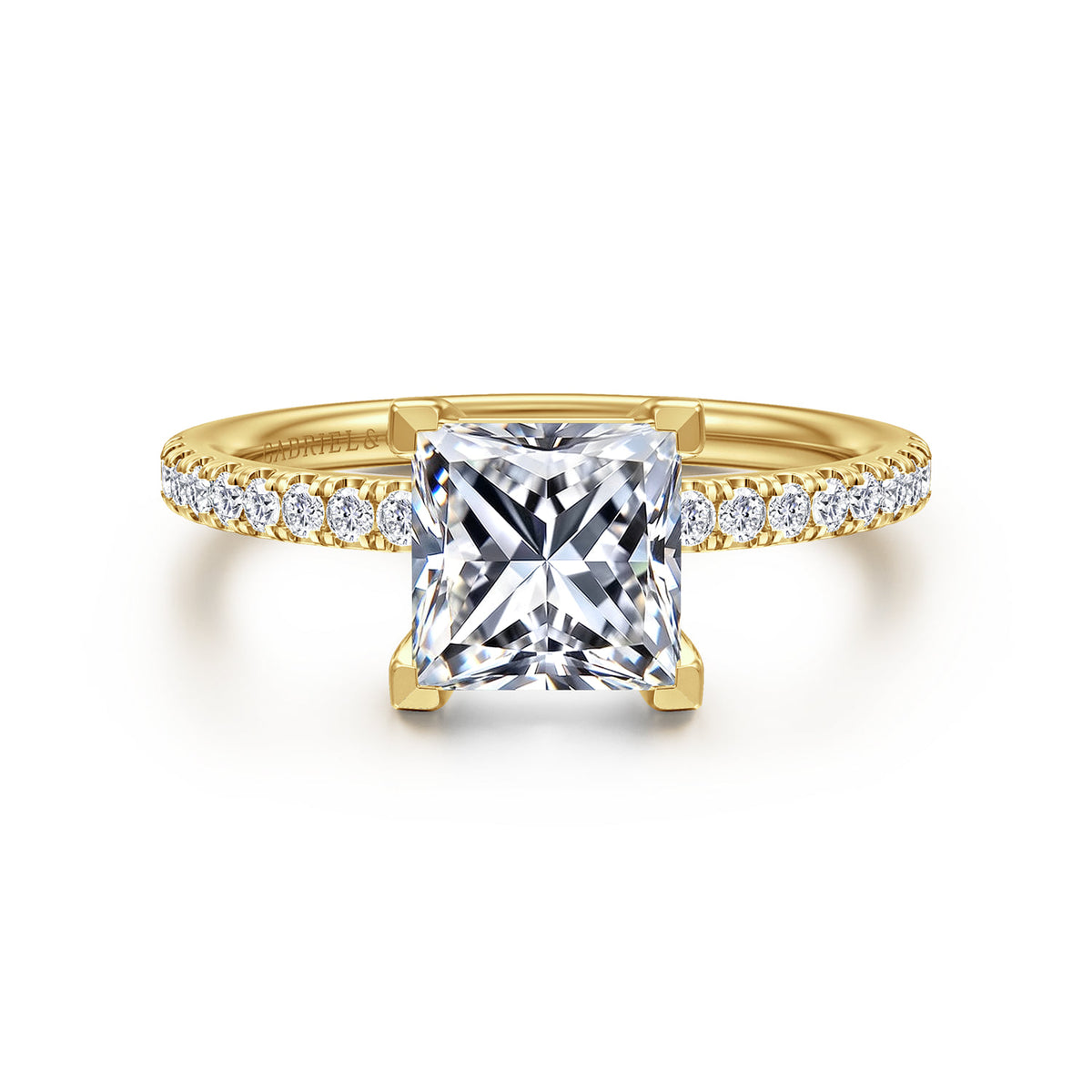 14K Yellow Gold Princess Cut Diamond Engagement Ring — ER16570S6Y44JJ; center stone shown for illustration, not included
