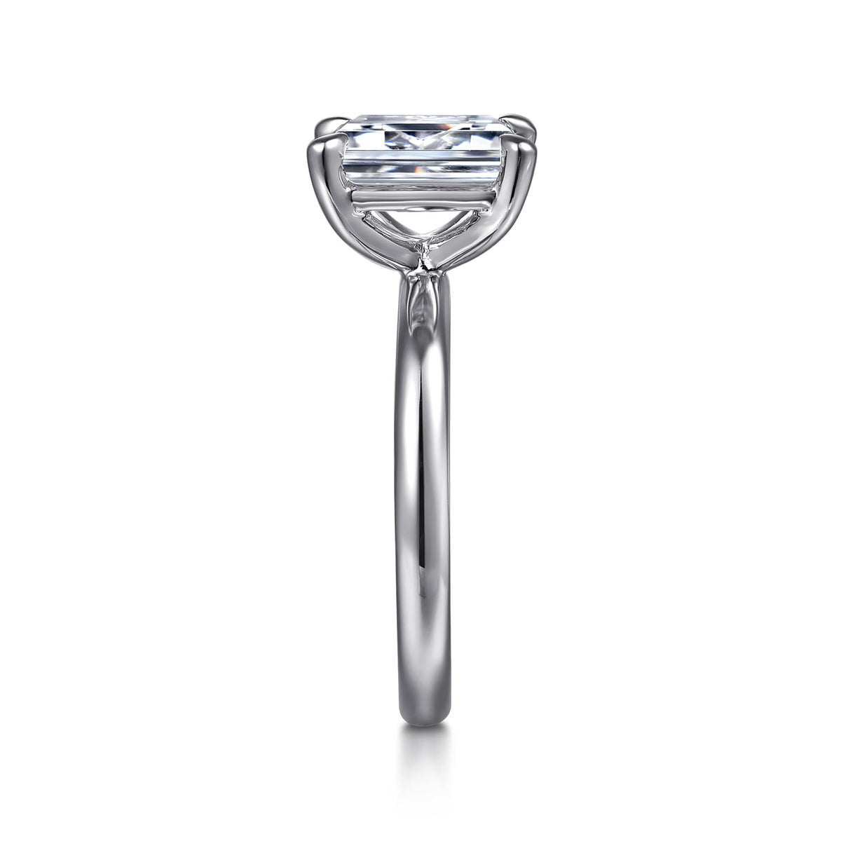 14K White Gold Emerald Cut Solitaire Diamond Engagement Ring — Gabriel & Co. ER16571E8W4JJJ; center stone shown for illustration, not included