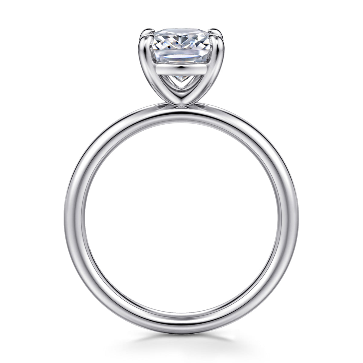14K White Gold Elongated Cushion Solitaire Diamond Engagement Ring — Gabriel & Co. ER16571G8W4JJJ; center stone shown for illustration, not included