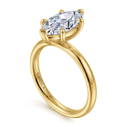 14K Yellow Gold Marquise Shape Solitaire Diamond Engagement Ring — Gabriel & Co. ER16571M8Y4JJJ; center stone shown for illustration, not included