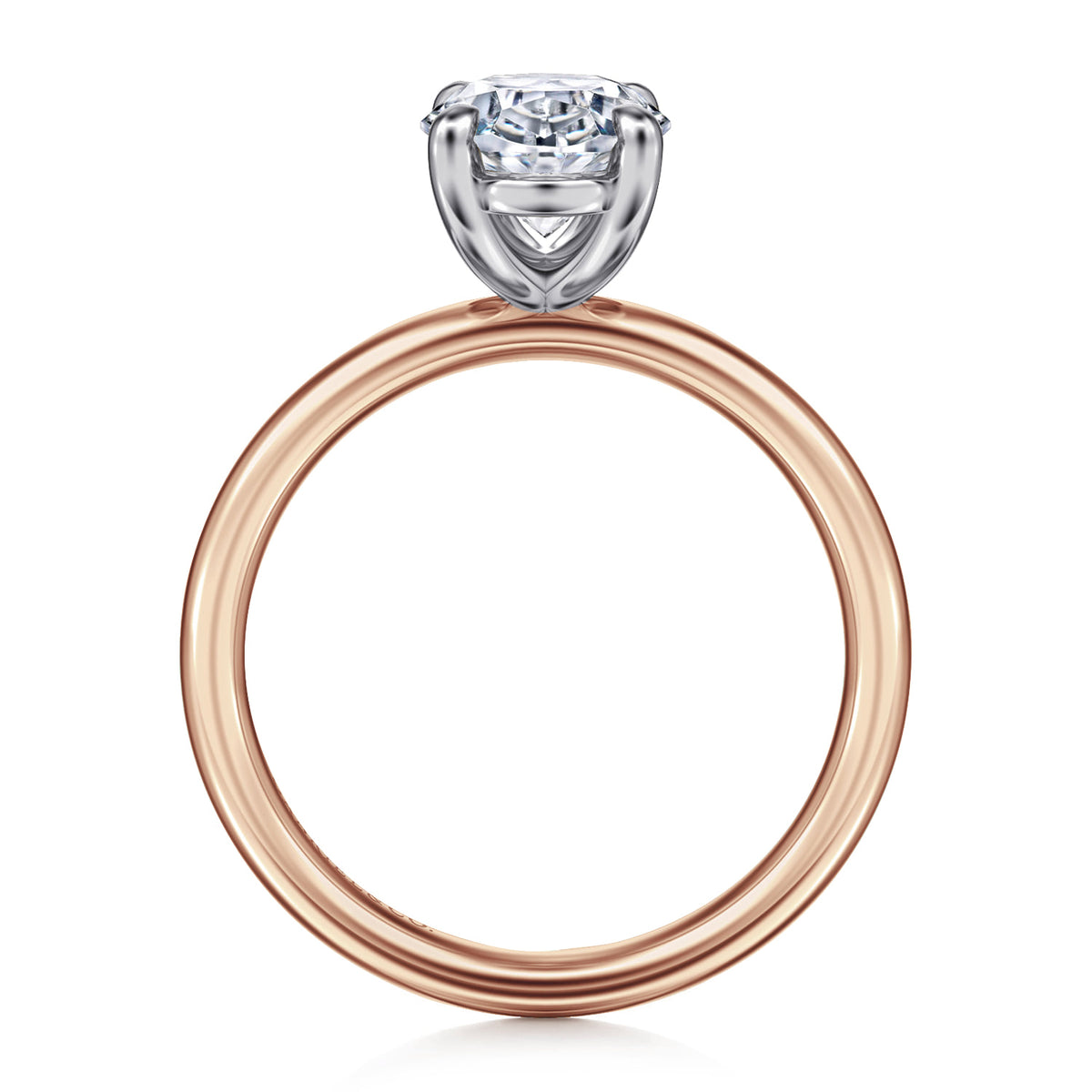 14K White-Rose Gold Oval Solitaire Diamond Engagement Ring — Gabriel & Co. ER16571O8T4JJJ; center stone shown for illustration, not included