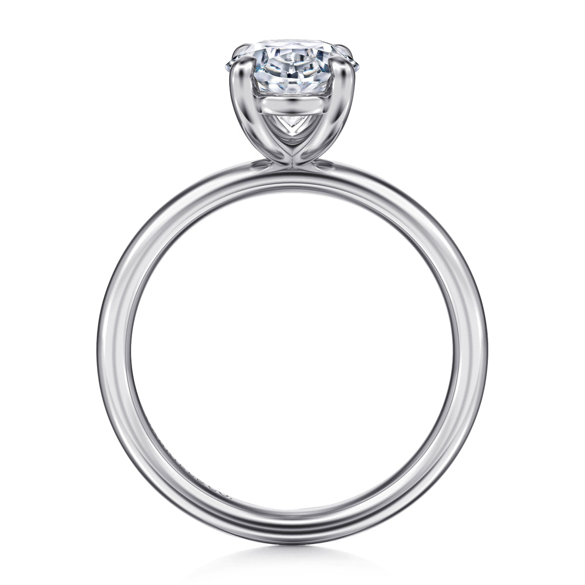 14K White Gold Oval Solitaire Diamond Engagement Ring — Gabriel & Co. ER16571O8W4JJJ; center stone shown for illustration, not included