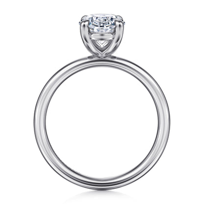 14K White Gold Oval Solitaire Diamond Engagement Ring — Gabriel & Co. ER16571O8W4JJJ; center stone shown for illustration, not included