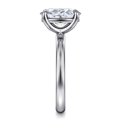 14K White Gold Oval Solitaire Diamond Engagement Ring — Gabriel & Co. ER16571O8W4JJJ; center stone shown for illustration, not included