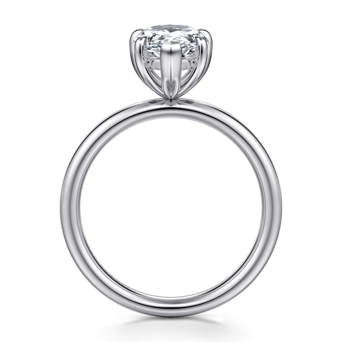 14K White Gold Pear Shape Solitaire Diamond Engagement Ring — Gabriel & Co. ER16571P8W4JJJ; center stone shown for illustration, not included