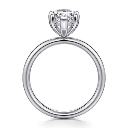 14K White Gold Pear Shape Solitaire Diamond Engagement Ring — Gabriel & Co. ER16571P8W4JJJ; center stone shown for illustration, not included