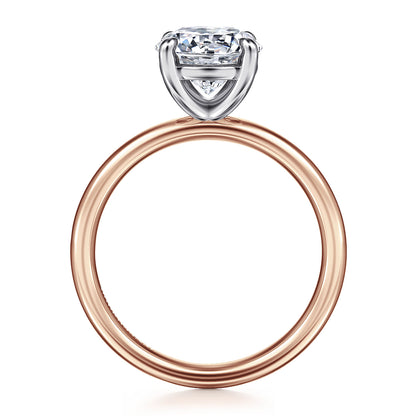 14K White-Rose Gold Round Solitaire Diamond Engagement Ring — Gabriel & Co. ER16571R8T4JJJ; center stone shown for illustration, not included
