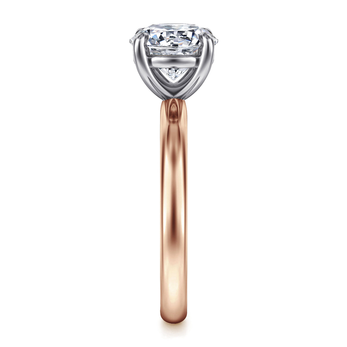 14K White-Rose Gold Round Solitaire Diamond Engagement Ring — Gabriel & Co. ER16571R8T4JJJ; center stone shown for illustration, not included