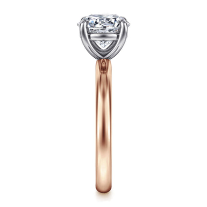 14K White-Rose Gold Round Solitaire Diamond Engagement Ring — Gabriel & Co. ER16571R8T4JJJ; center stone shown for illustration, not included