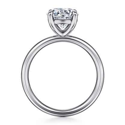 14K White Gold Round Solitaire Diamond Engagement Ring — Gabriel & Co. ER16571R8W4JJJ; center stone shown for illustration, not included
