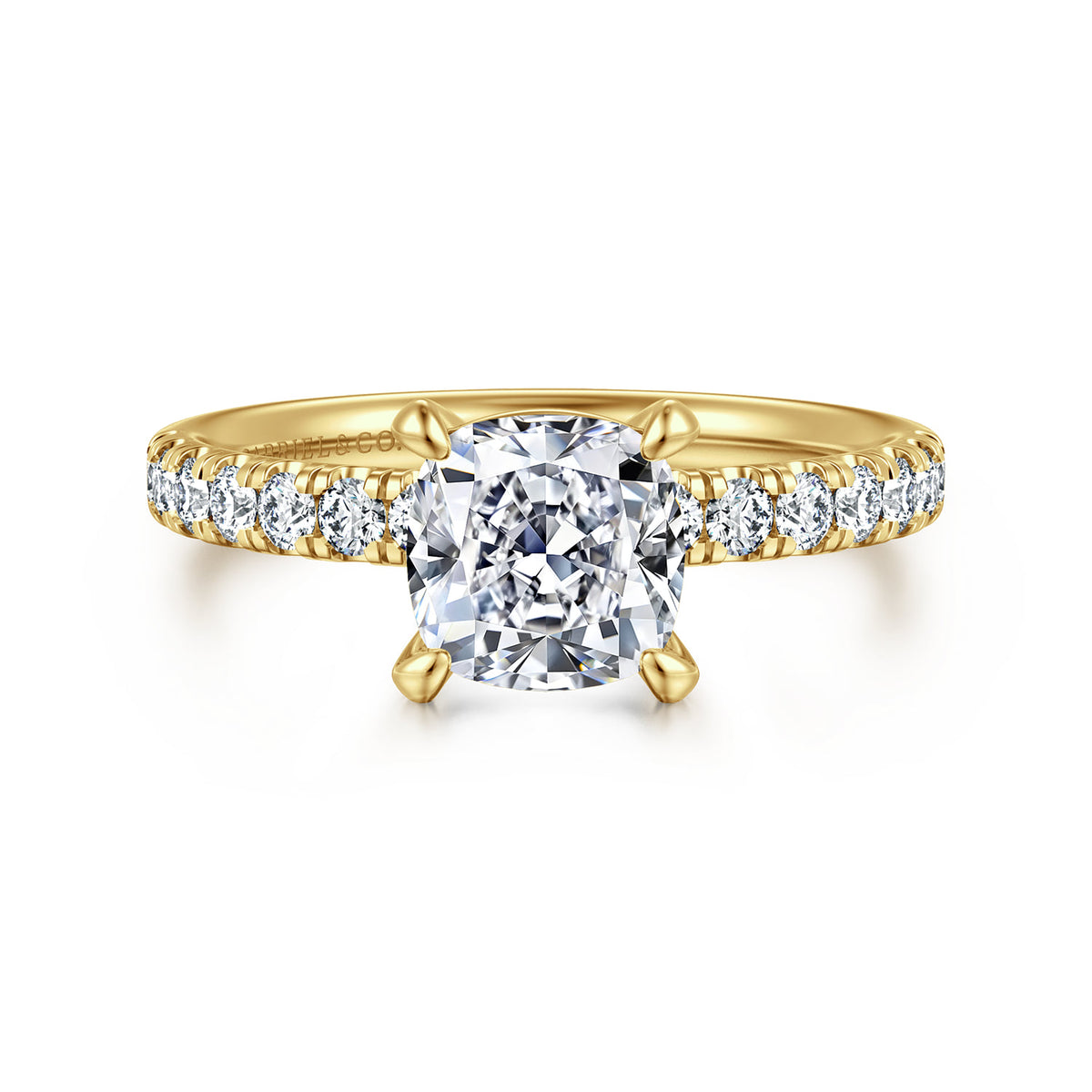 14K Yellow Gold Cushion Cut Diamond Engagement Ring — ER16572C6Y44JJ; center stone shown for illustration, not included