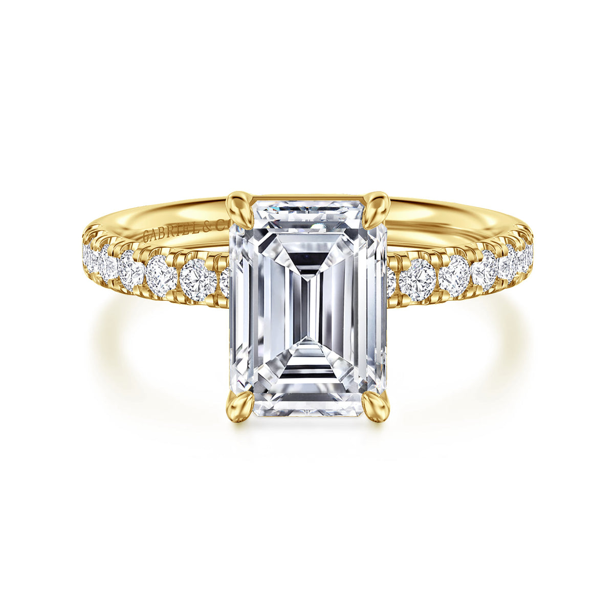 14K Yellow Gold Emerald Cut Diamond Engagement Ring — ER16572E10Y44JJ; center stone shown for illustration, not included