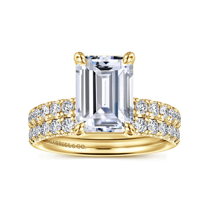 14K Yellow Gold Emerald Cut Diamond Engagement Ring — Gabriel & Co. ER16572E12Y44JJ; center stone shown for illustration, not included