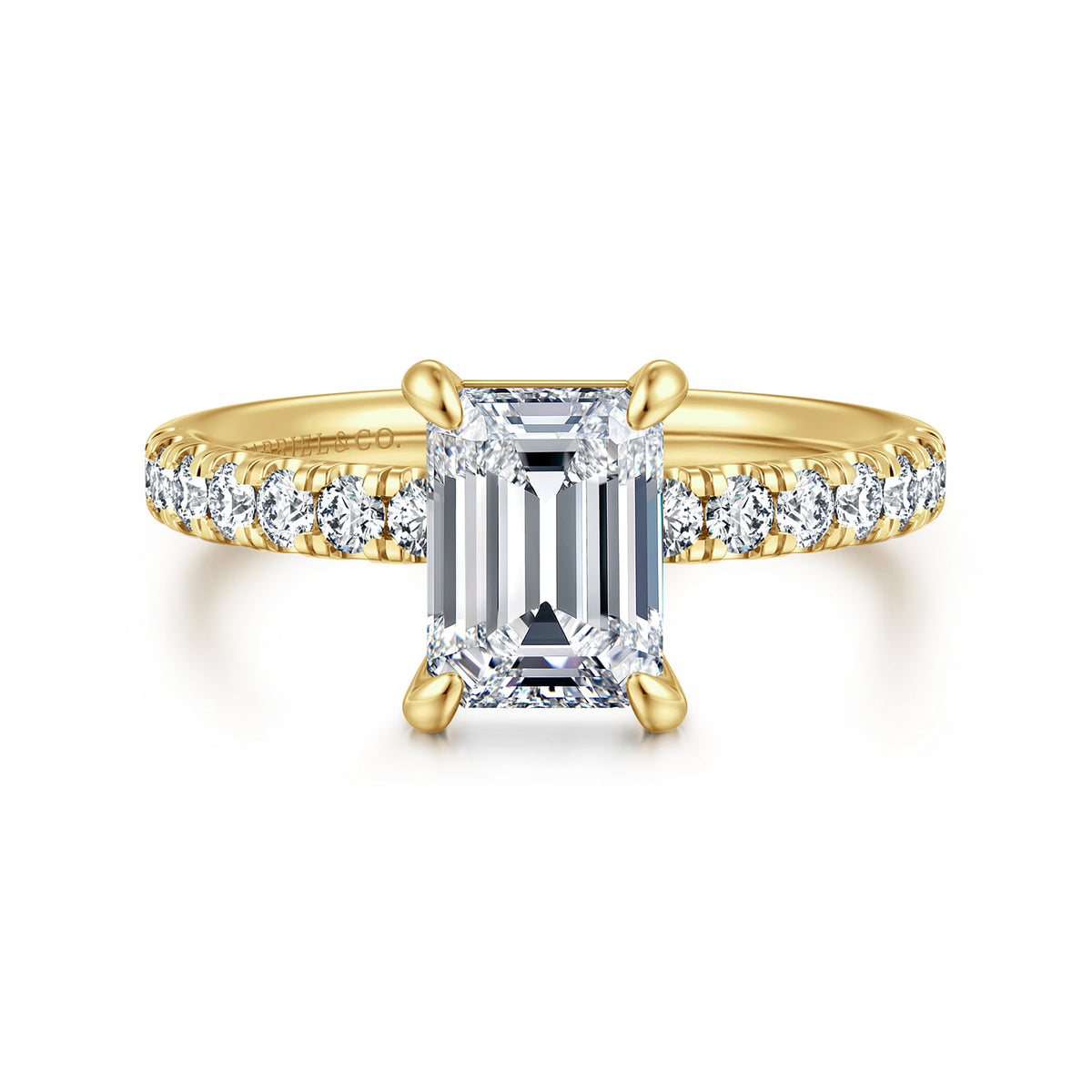 14K Yellow Gold Emerald Cut Diamond Engagement Ring — ER16572E6Y44JJ; center stone shown for illustration, not included