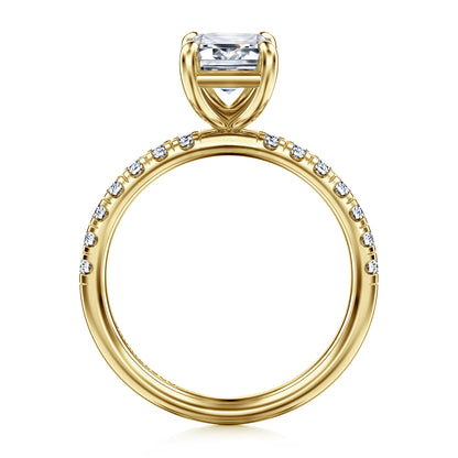 14K Yellow Gold Emerald Cut Diamond Engagement Ring — Gabriel & Co. ER16572E8Y44JJ; center stone shown for illustration, not included