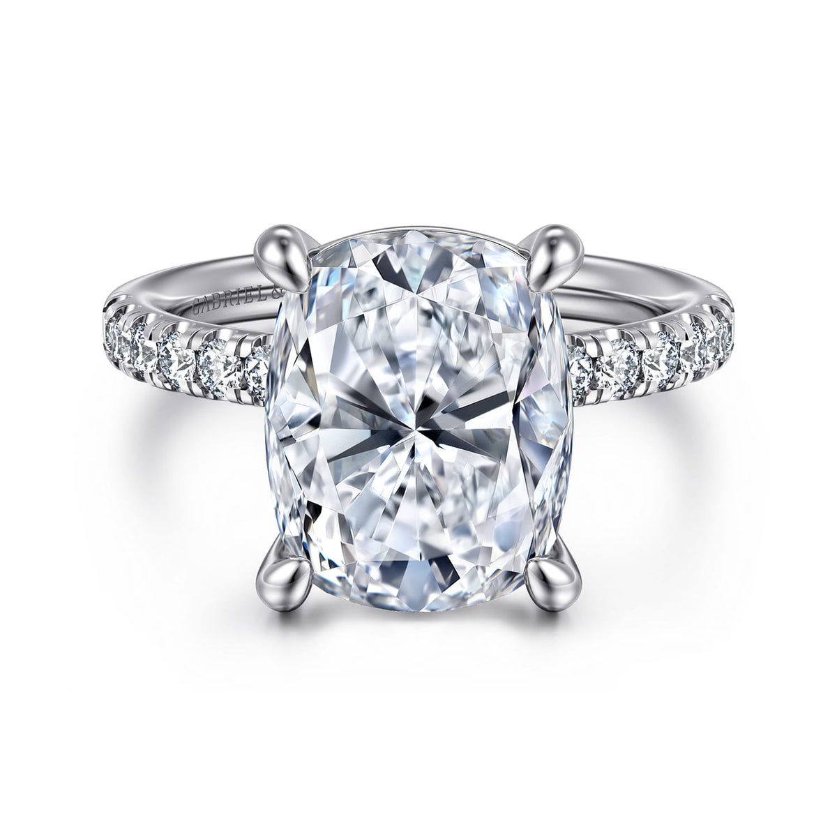 14K White Gold Elongated Cushion Diamond Engagement Ring — ER16572G20W44JJ; center stone shown for illustration, not included