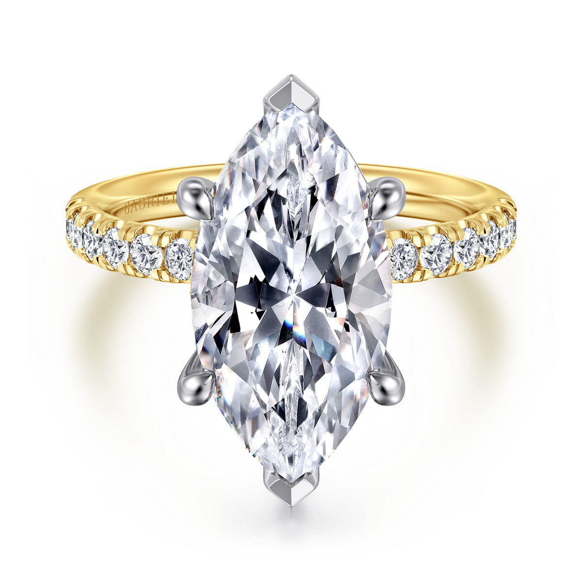 14K White-Yellow Gold Marquise Shape Diamond Engagement Ring — ER16572M20M44JJ; center stone shown for illustration, not included