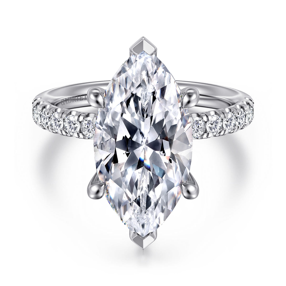 14K White Gold Marquise Shape Diamond Engagement Ring — ER16572M20W44JJ; center stone shown for illustration, not included