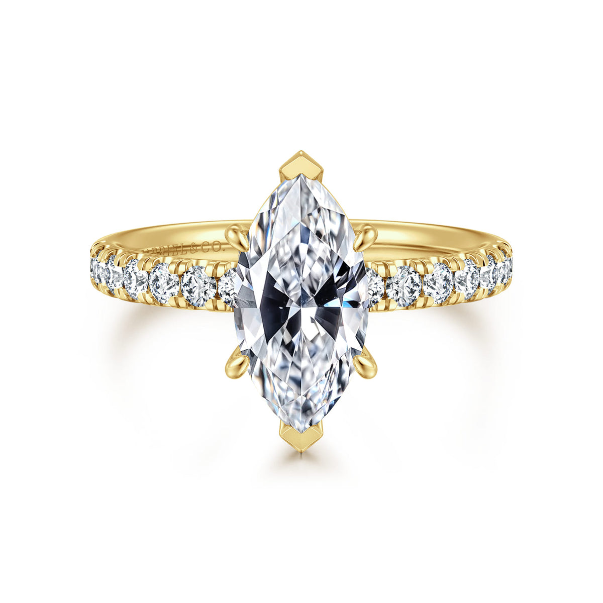 14K Yellow Gold Marquise Shape Diamond Engagement Ring — ER16572M6Y44JJ; center stone shown for illustration, not included