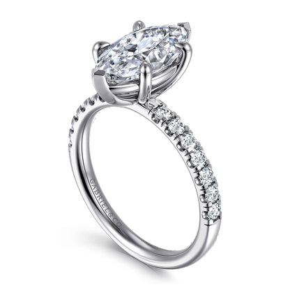 14K White Gold Marquise Shape Diamond Engagement Ring — Gabriel & Co. ER16572M8W44JJ; center stone shown for illustration, not included