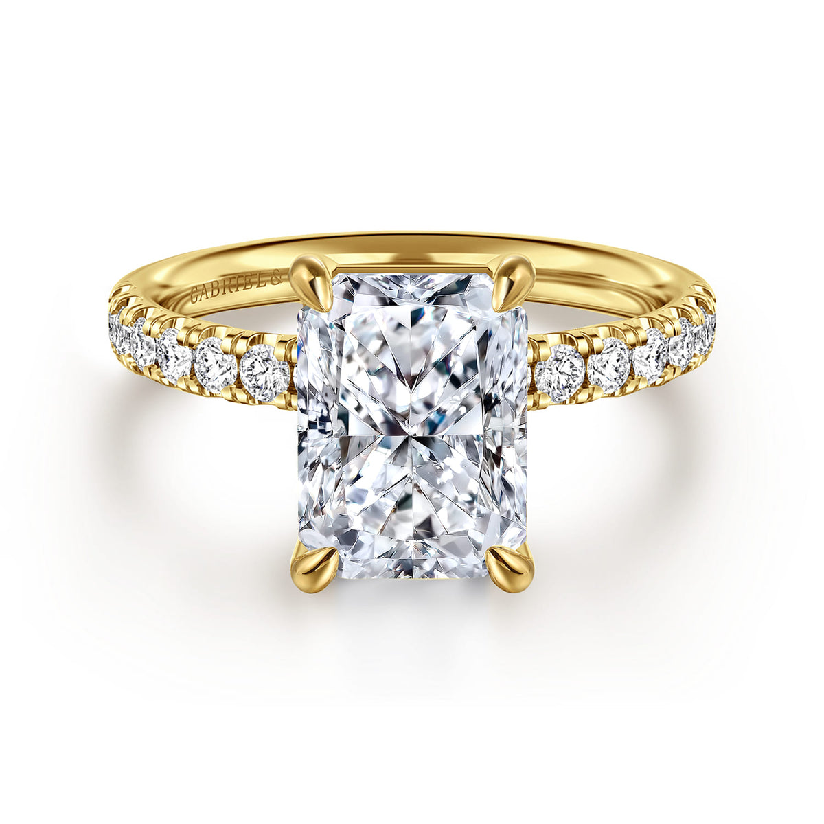 14K Yellow Gold Radiant Cut Diamond Engagement Ring — ER16572N12Y44JJ; center stone shown for illustration, not included