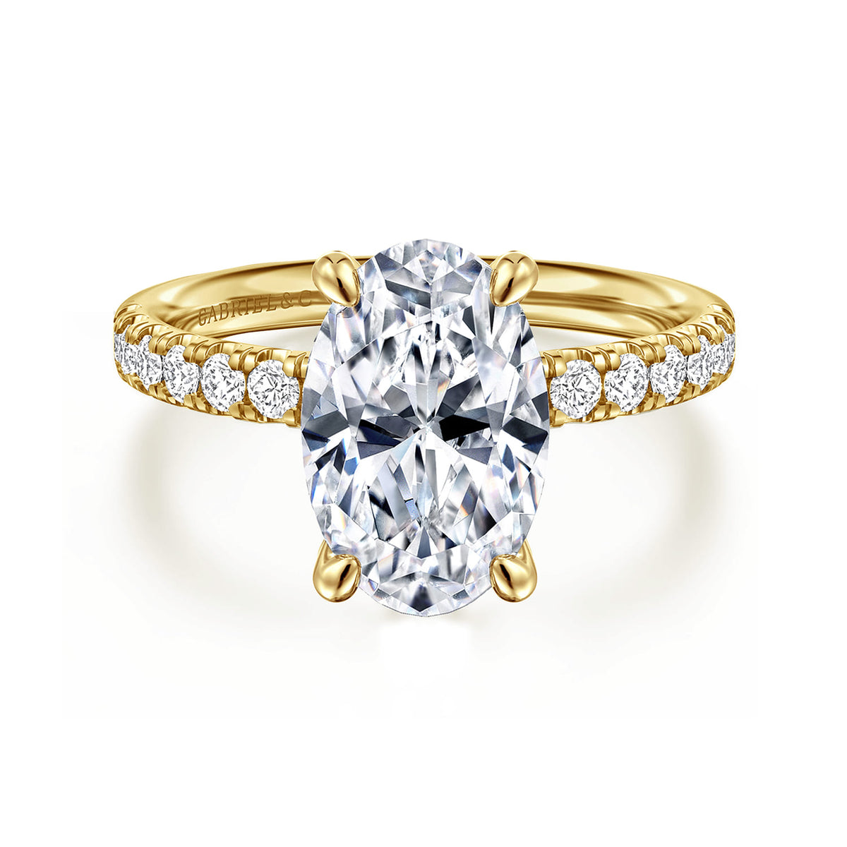 14K Yellow Gold Oval Diamond Engagement Ring — ER16572O12Y44JJ; center stone shown for illustration, not included