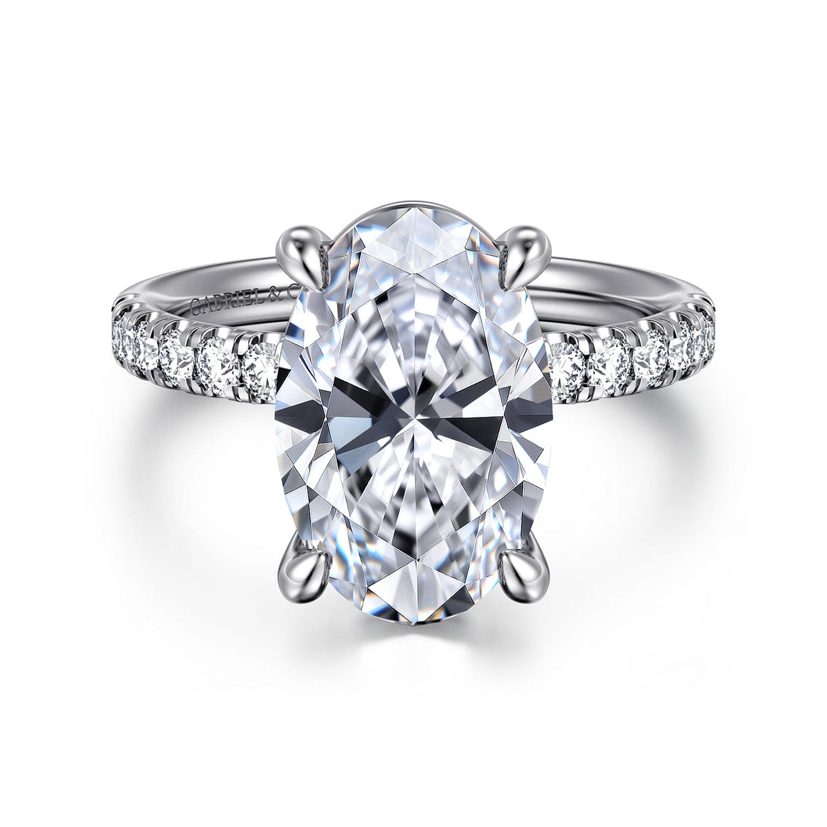 14K White Gold Oval Diamond Engagement Ring — ER16572O16W44JJ; center stone shown for illustration, not included