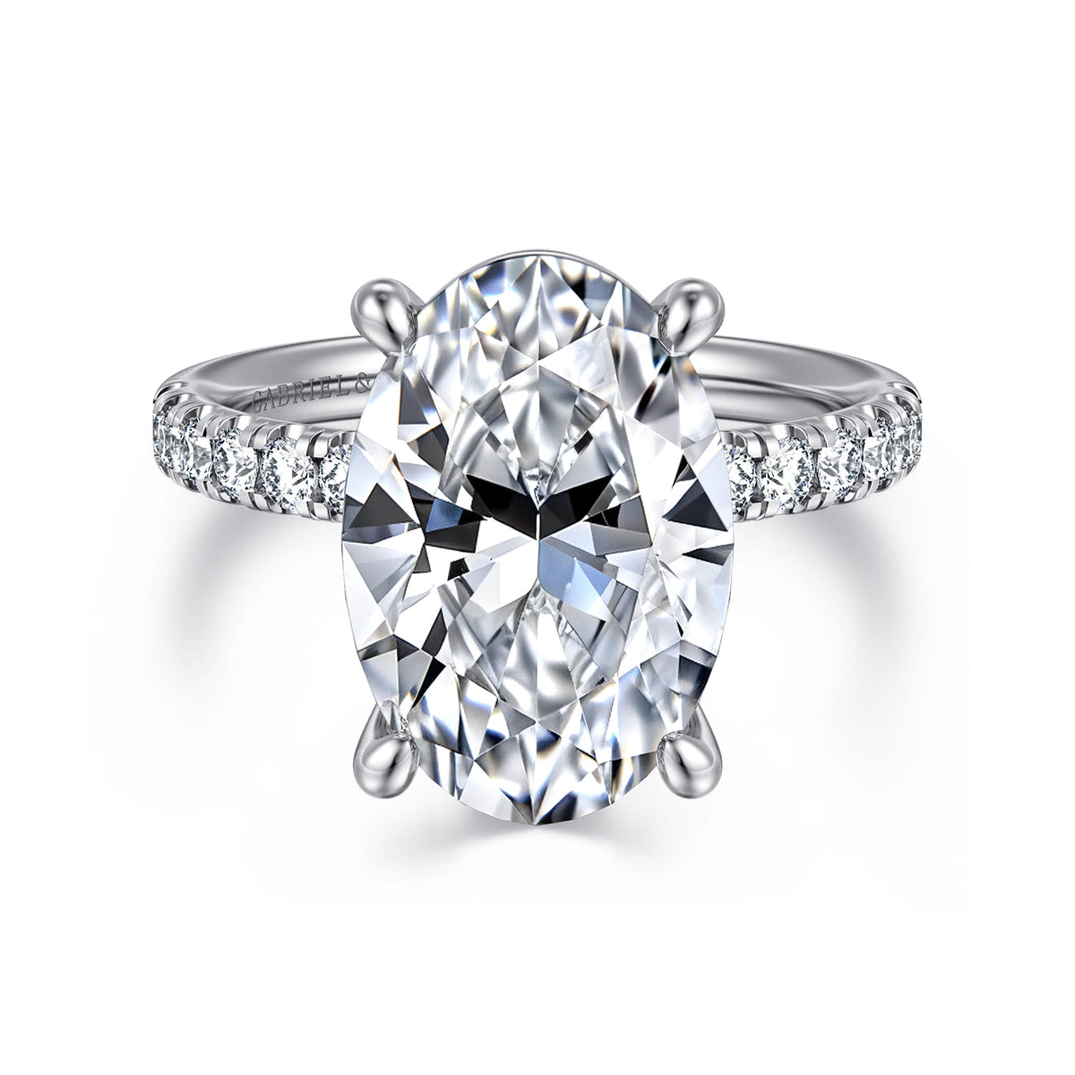 14K White Gold Oval Diamond Engagement Ring — ER16572O20W44JJ; center stone shown for illustration, not included