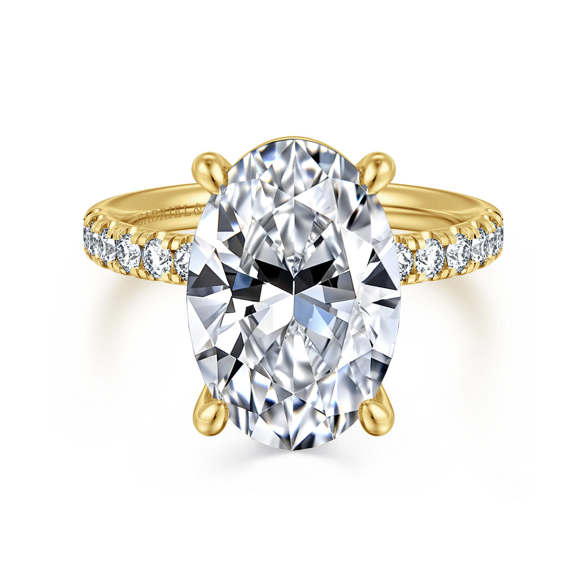 14K Yellow Gold Oval Diamond Engagement Ring — ER16572O20Y44JJ; center stone shown for illustration, not included