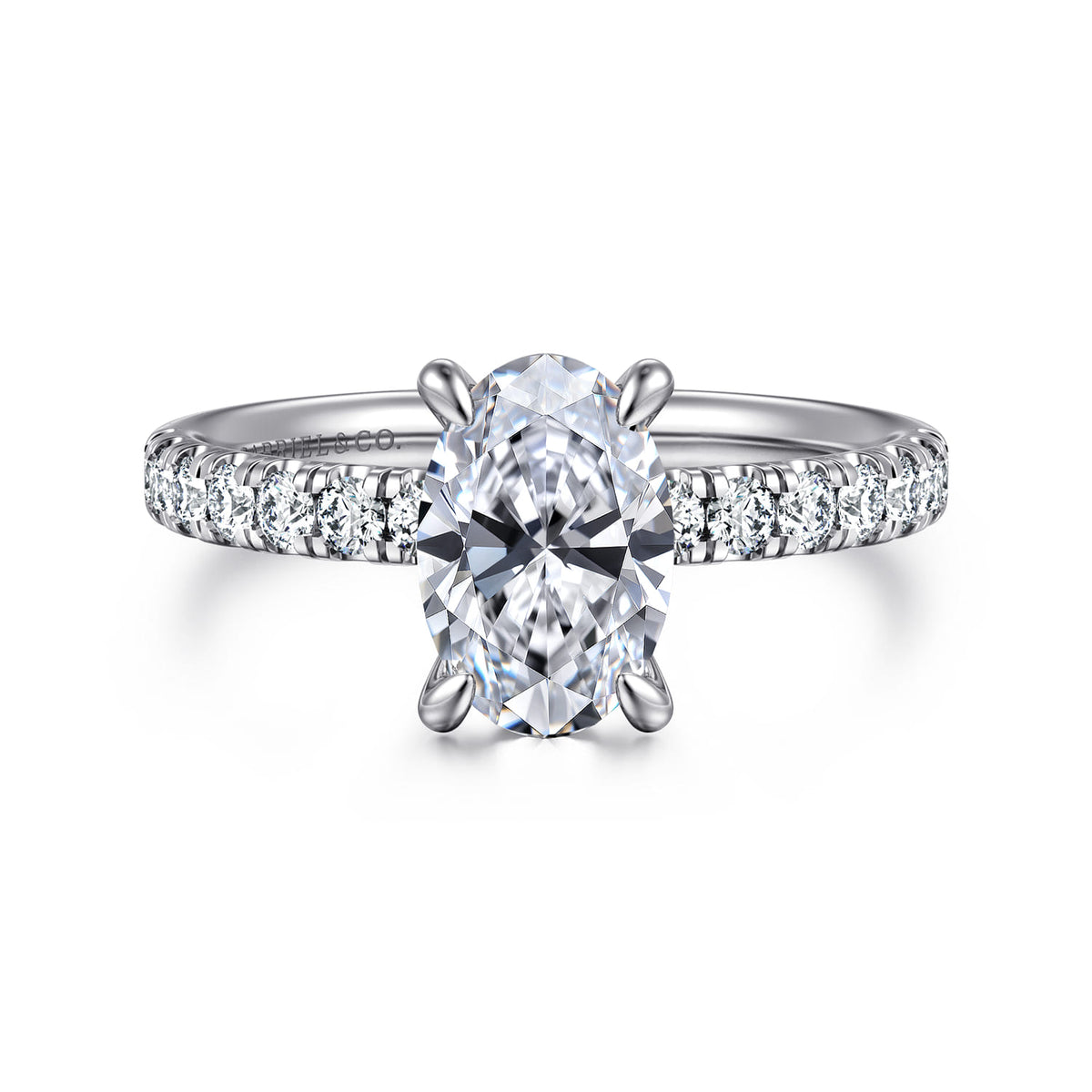 Platinum Oval Diamond Engagement Ring — ER16572O6PT4JJ; center stone shown for illustration, not included